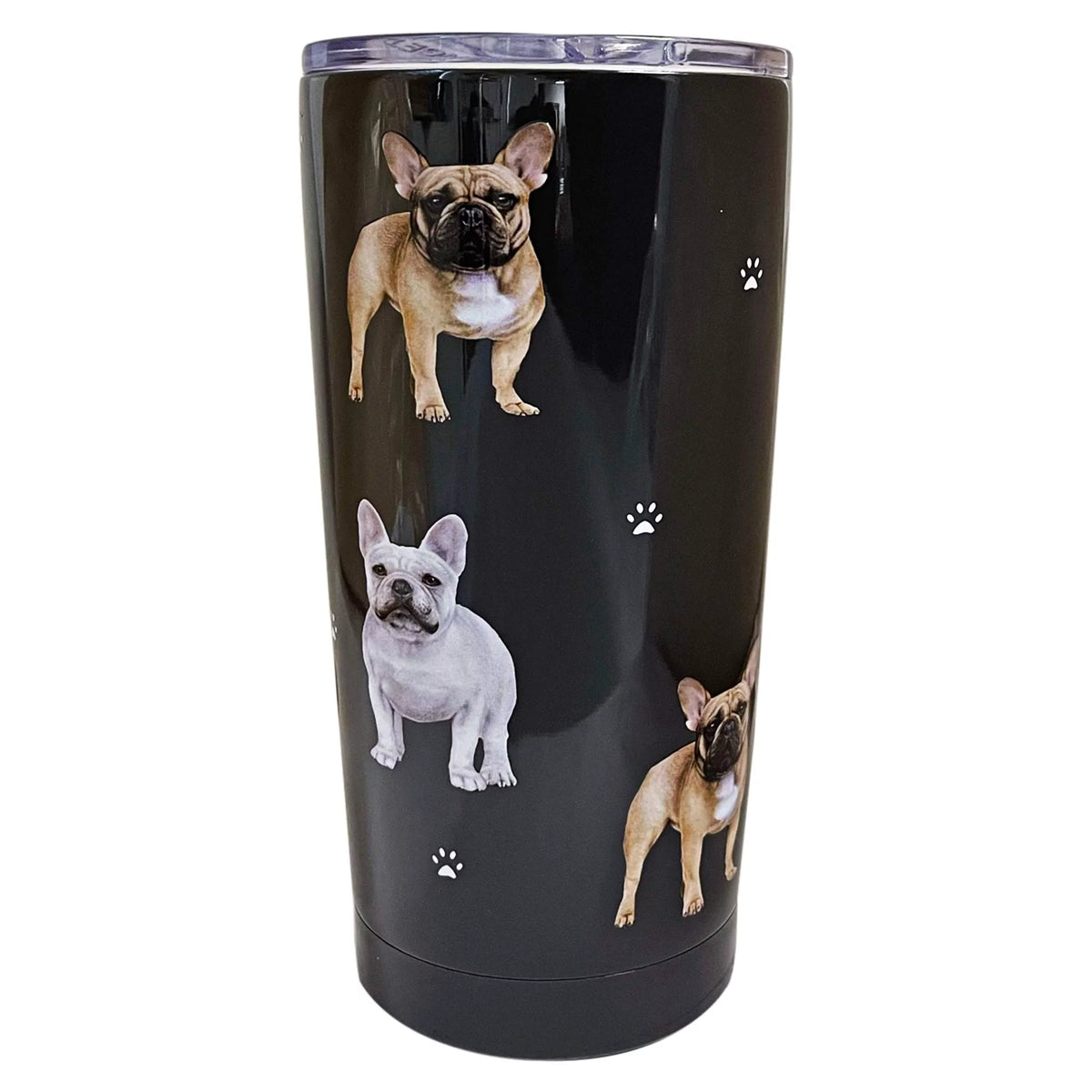 E & S Imports Serengeti French Bulldog Stainless Steel, Vacuum Insulated Tumbler with Spill Proof Lid 20 oz