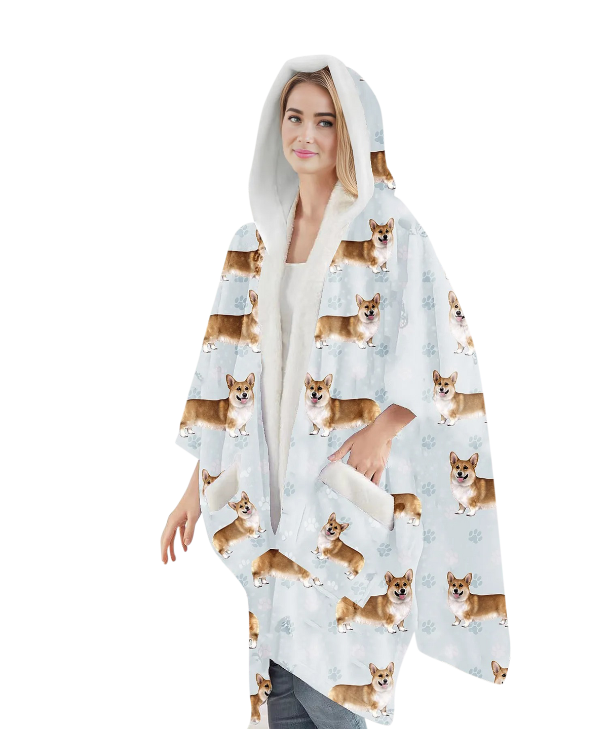 E & S Imports Welsh Corgi Snuggs Wraps Blanket Hoodie