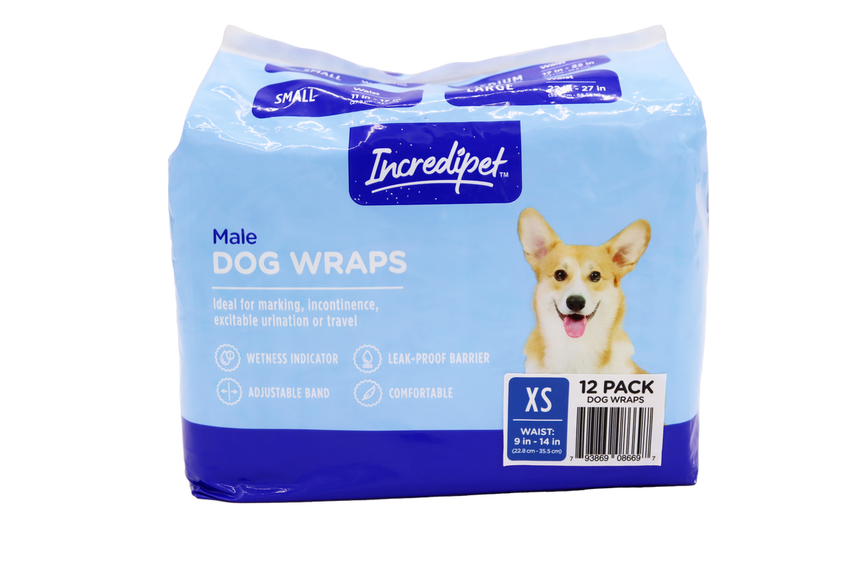 Incredipet Extra Small Disposable Male Dog Wraps 12 pk