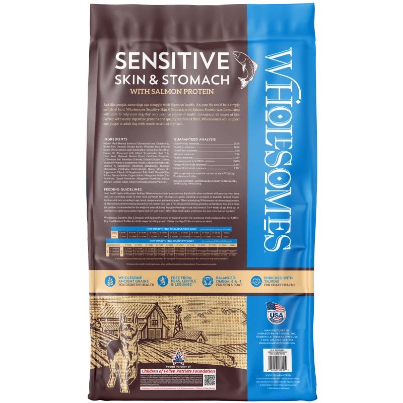 Wholesomes Sensitive Skin & Stomach with Salmon Protein Dry Dog Food 30 lb