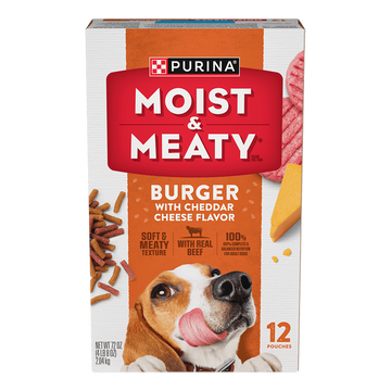 Purina Moist & Meaty Burger with Cheddar Cheese Soft Dog Food 12 pk