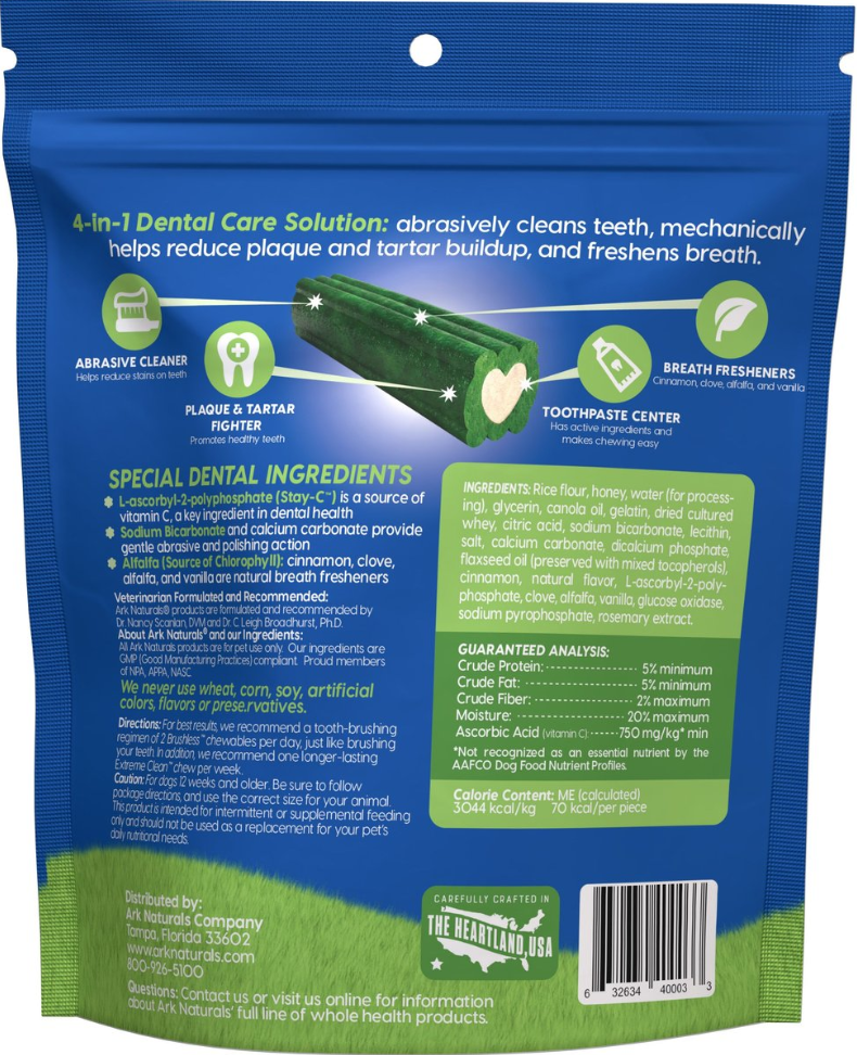 Ark Naturals Brushless Toothpaste Large Gluten-Free Dental Dog Treats