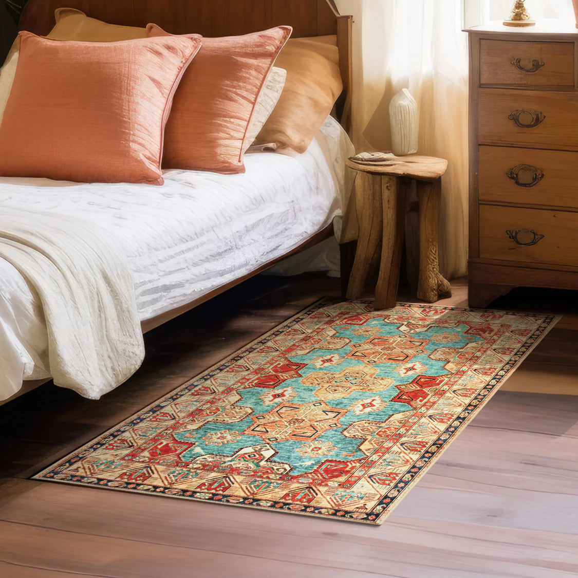 Crystal Art Gallery My Magic Carpet Washable Area Rug- Ottoman Turquoise 3 x 5 ft