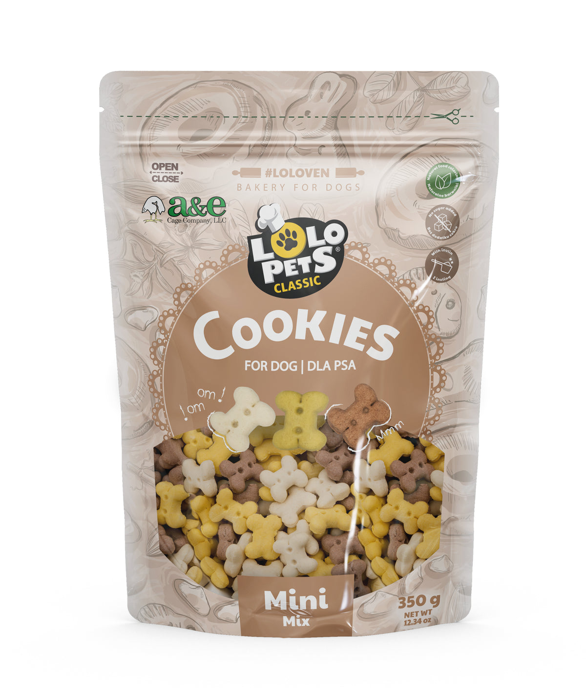 A&E Lolo Pets Classic Mini Bone Shaped Assorted Flavored Dog Biscuit Treats