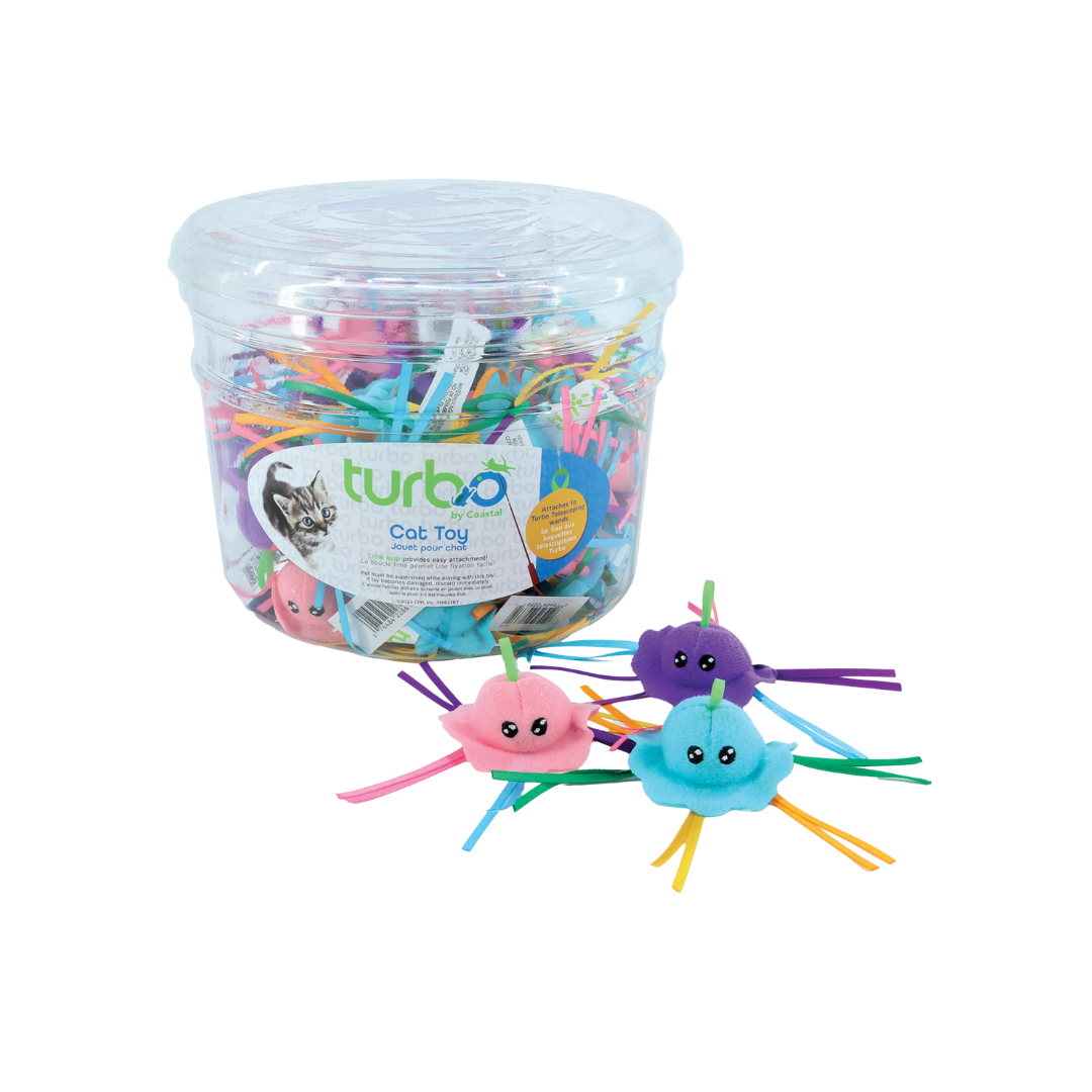 Coastal Pet Products Turbo Jelly Fish with Ribbons & Line Loop