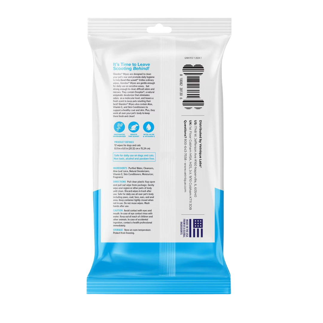 Glandex Boot the Scoot Rear End Anal Gland Cleaning & Deodorizing Hygienic Dog & Cat Wipes