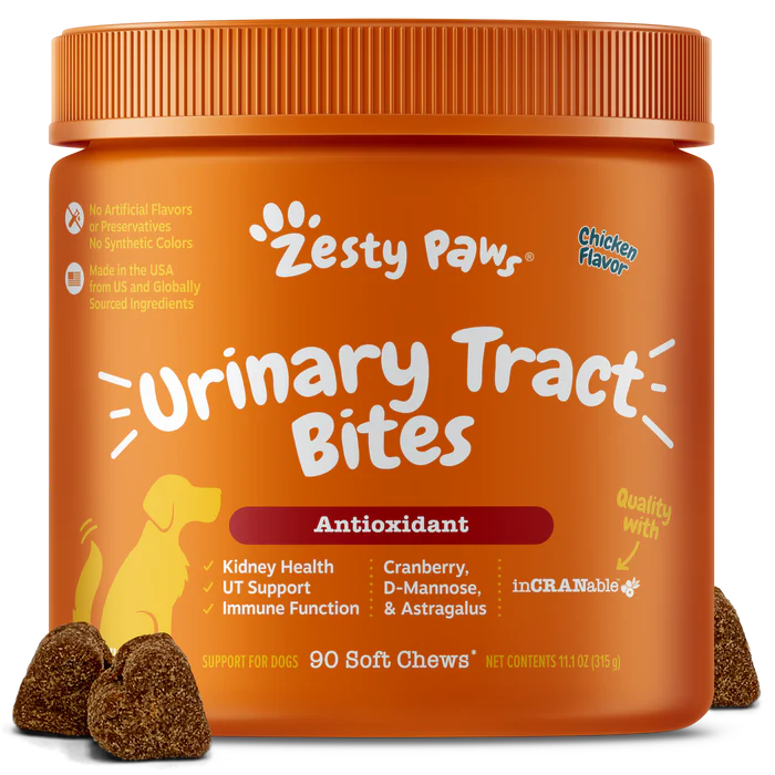 Zesty Paws Urinary Tract Bites Antioxidant Soft Chews for Dogs 90 ct