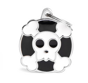 Myfamily Enamel Skull & Crossbones Personalized Dog ID Tag