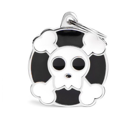 Myfamily Enamel Skull & Crossbones Personalized Dog ID Tag