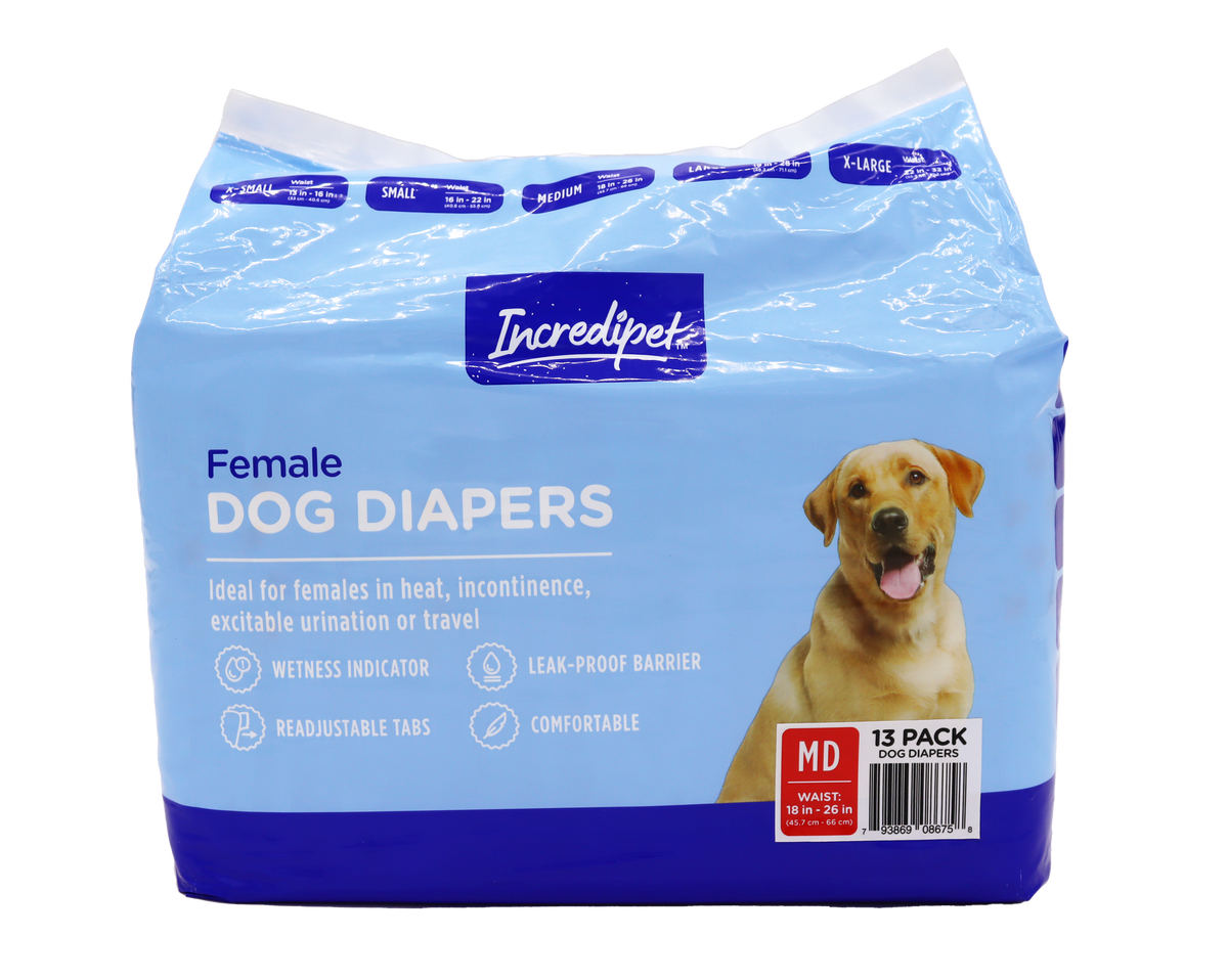 Incredipet Medium Disposable Female Dog Diapers 13 pk