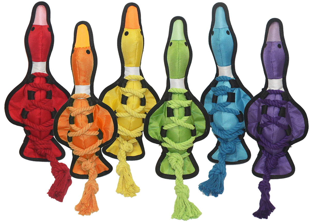 Incredipet Criss-Cross Rope Duck Dog Toy, Assorted 19 in