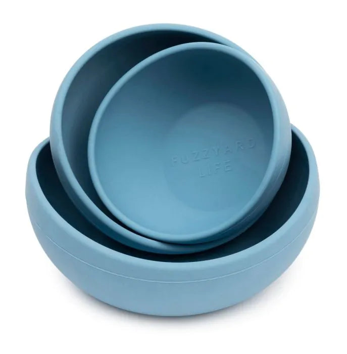 Fuzzyard Life Silicone French Blue Dog Pet Food & Water Bowl