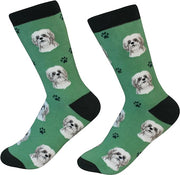 E & S Imports Pet Lover Socks Tan & White Shi Tzu Dog, Unisex, One Size Fits Most