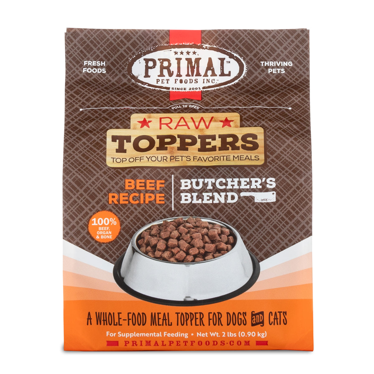 Primal Raw Frozen Butchers Blend Beef Pet Food Topper 2 lb
