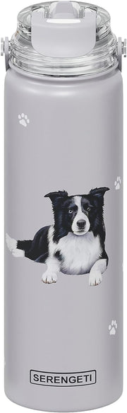 E & S Imports Serengeti Border Collie Stainless Steel Water Bottle 24 oz
