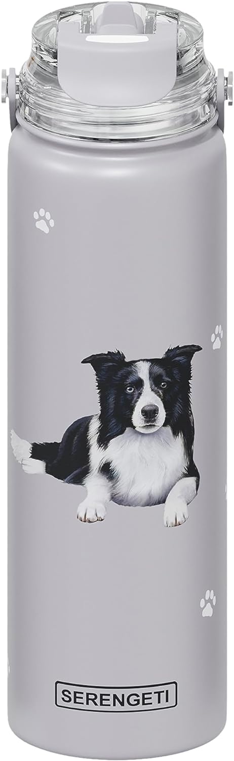 E & S Imports Serengeti Border Collie Stainless Steel Water Bottle 24 oz