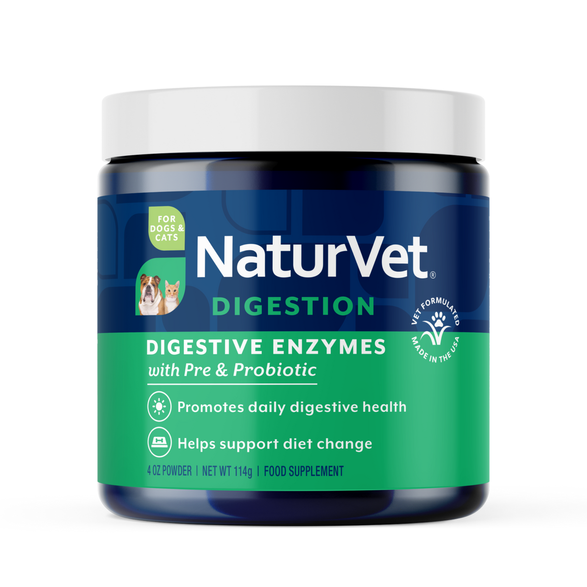 Naturvet Digestive Enzymes Plus Pre & Probiotic Dog & Cat Powder Supplement 4 oz