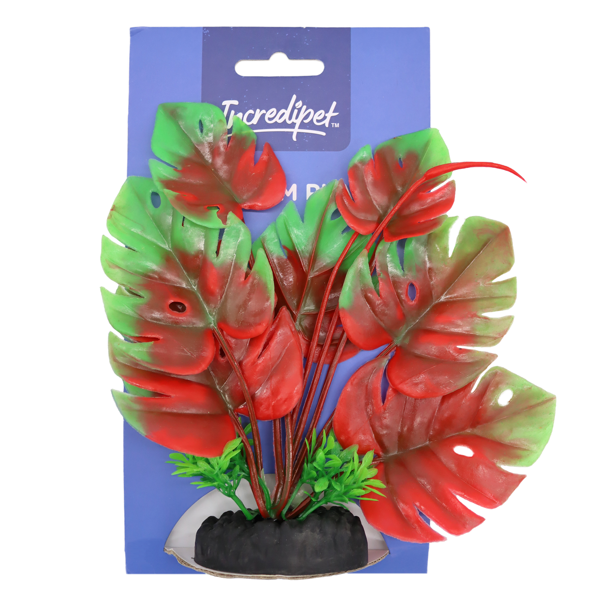 Incredipet Plastic Monstera Deliciosa Aquarium Plant, Green 8 in