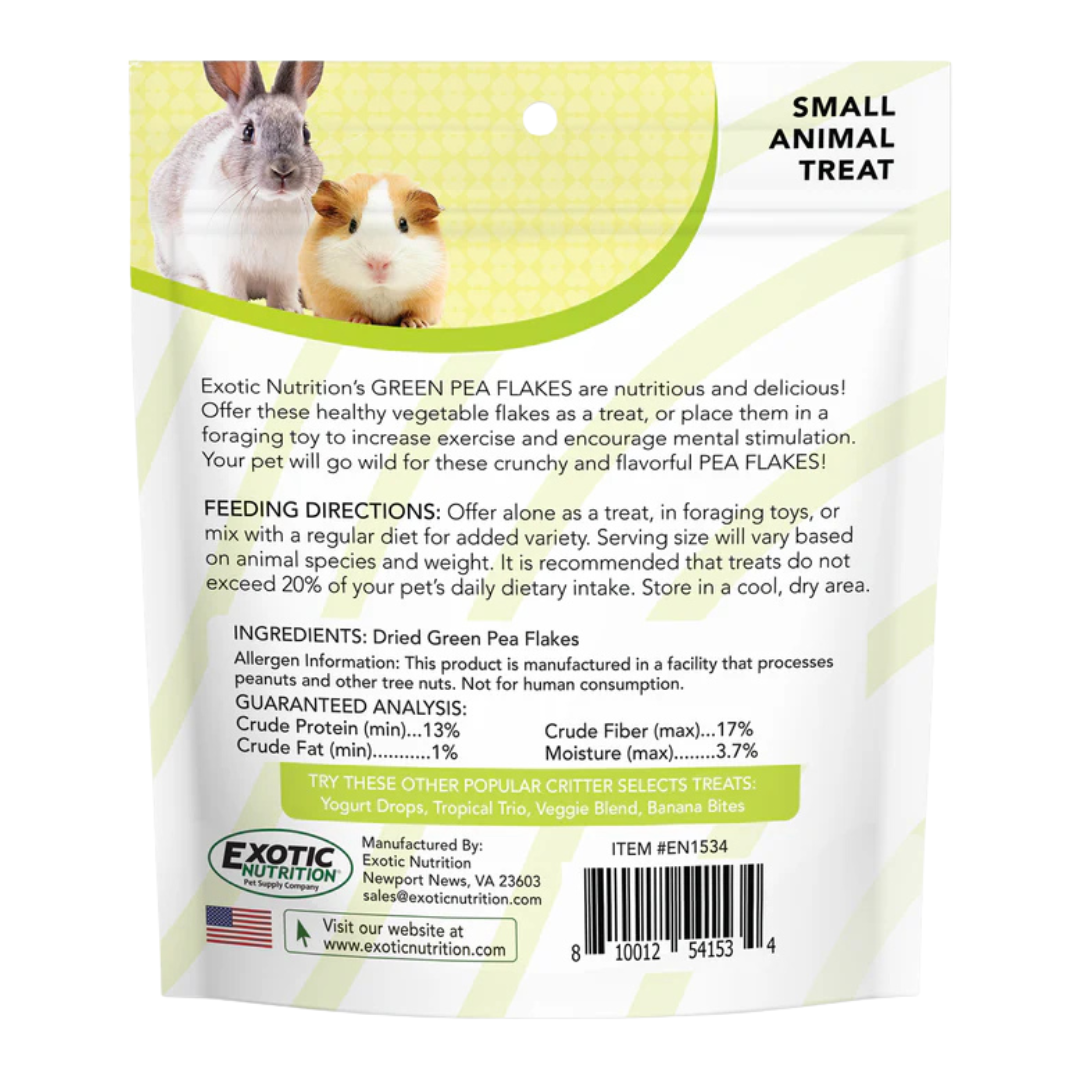 Exotic Nutrition Pet Supplies Green Pea Flakes Small Animal Treat 3 oz