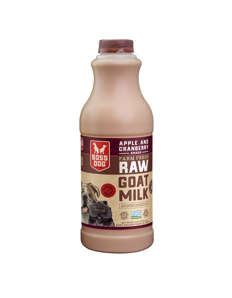 Boss Dog Apple & Cranberry Farm Fresh Raw Frozen Goat Milk for Dogs & Cats 32 oz