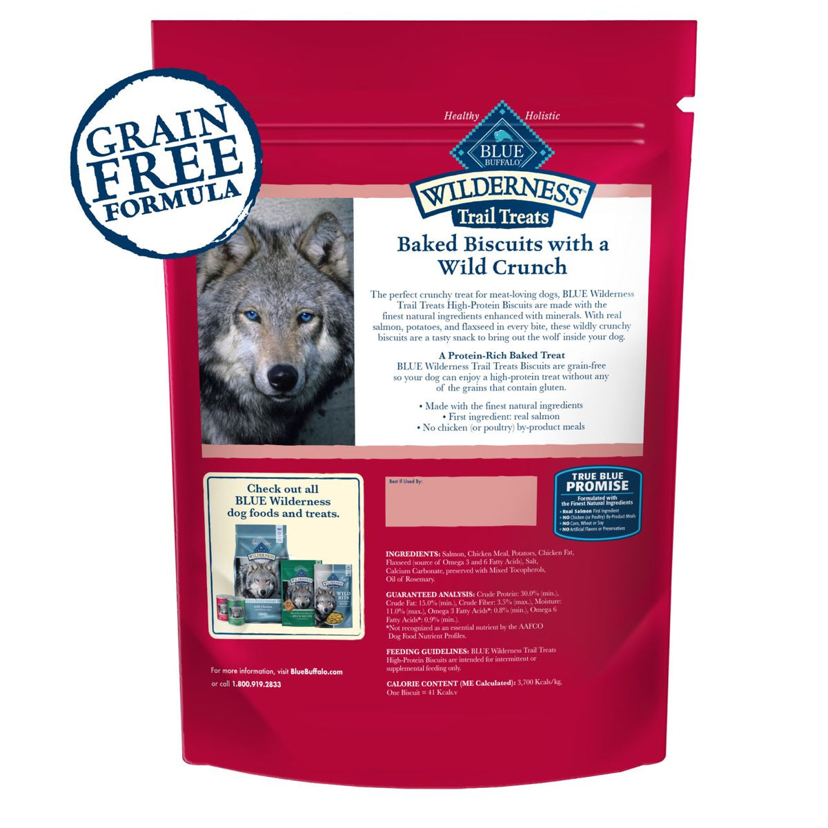 Blue Buffalo Wilderness Grain-Free Salmon Recipe Dog Biscuits 10 oz