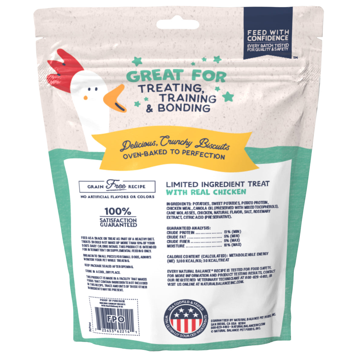 Natural Balance Rewards Limited Ingredient Crunchy Biscuits with Real Chicken Dog Treats 14 oz