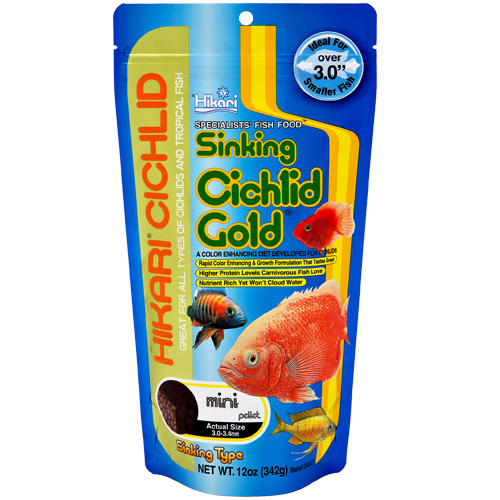Hikari Gold Cichlid Mini Sinking Fish Food Pellets 12 oz
