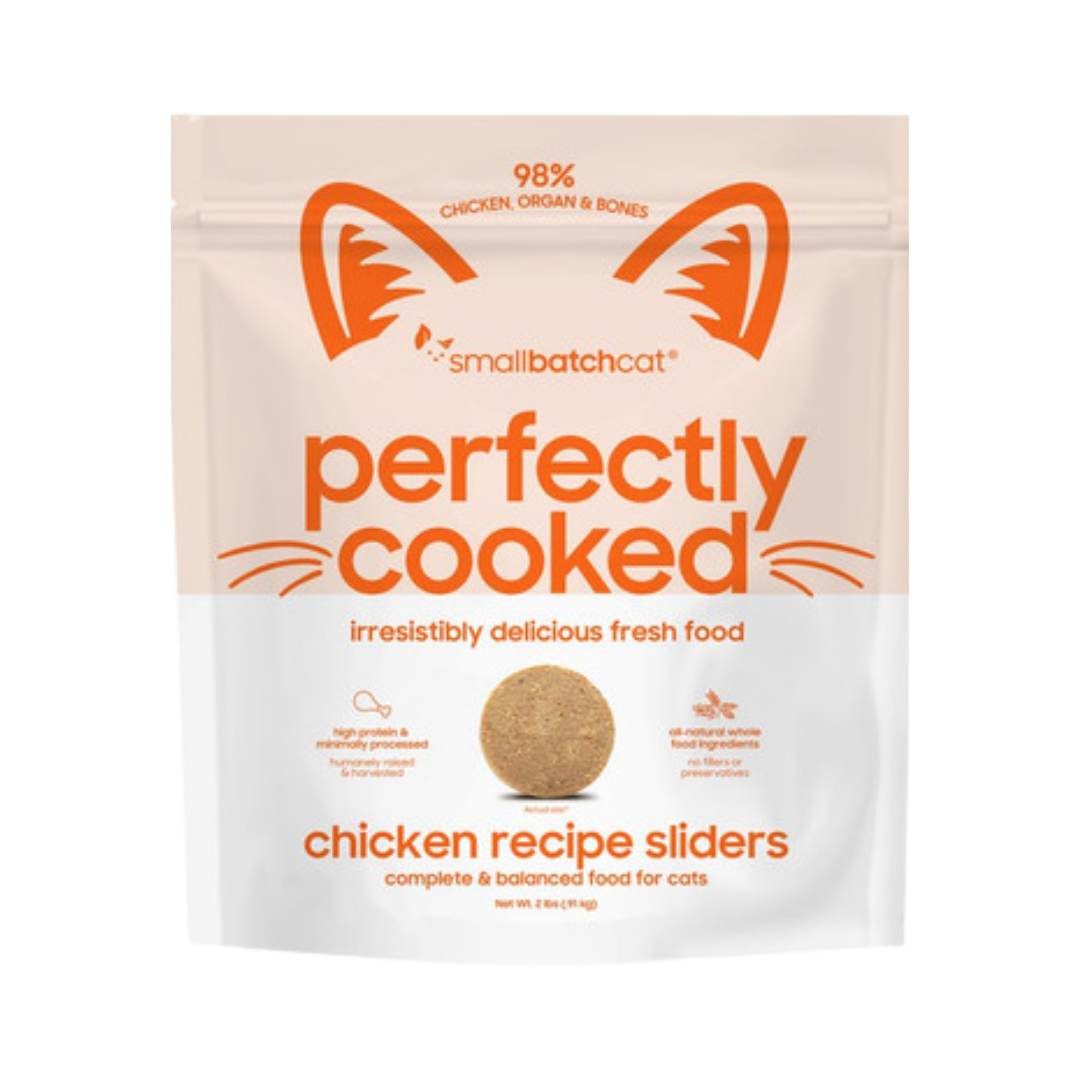 Smallbatch Pet Food Perfectly Cooked Chicken Recipe Sliders Fresh Frozen Cat Food 2 lb