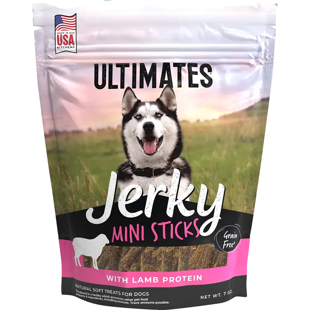 Ultimates Grain-Free Jerky Mini Strips with Lamb Protein Soft Dog Treats 7 oz