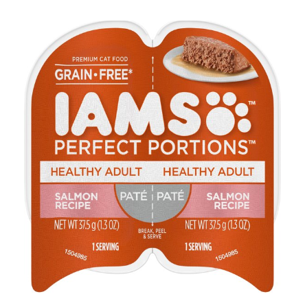 Iams Perfect Portions Adult Salmon Recipe Pate Cat Food Tray