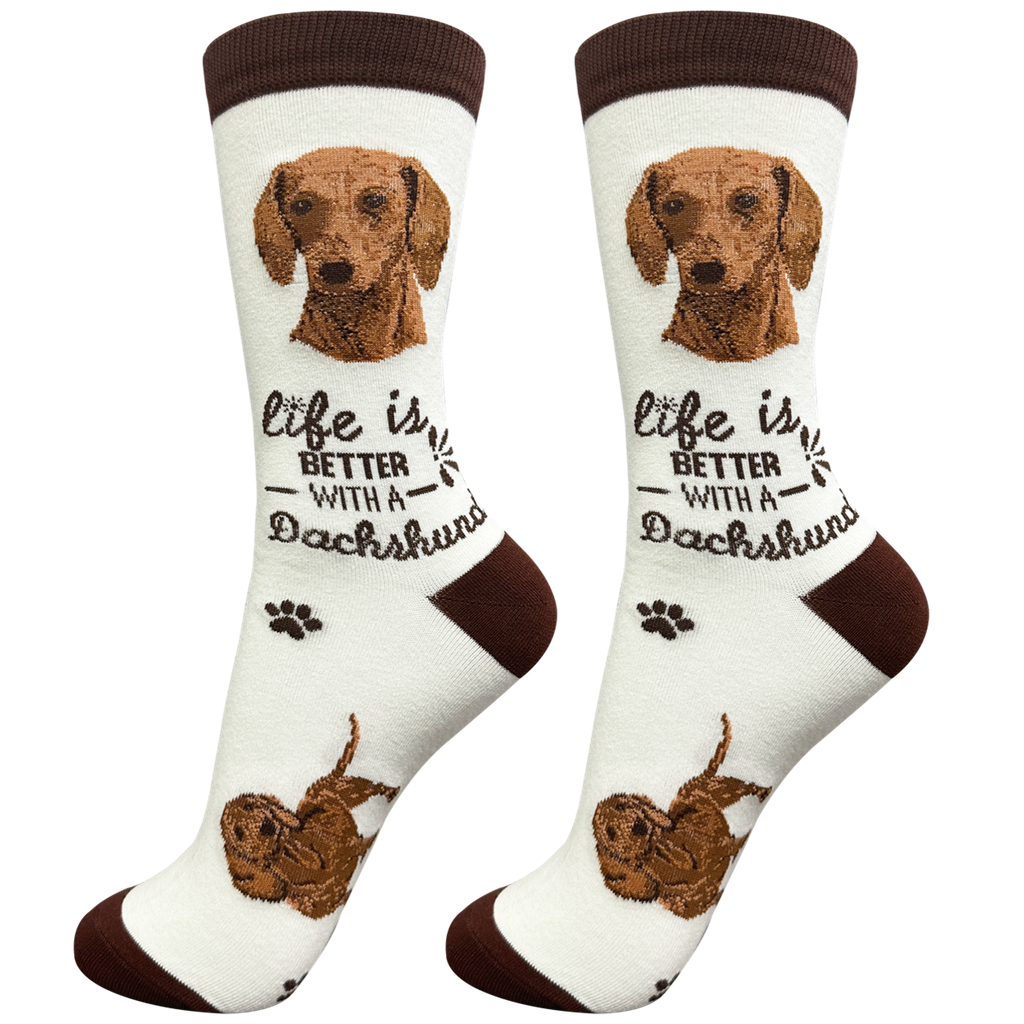 E & S Imports Life is Better With a Red Dachshund Socks