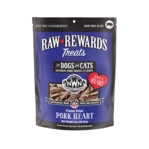Northwest Naturals Raw Rewards Treats Freeze Dried Pork Heart for Dogs & Cats 3 oz