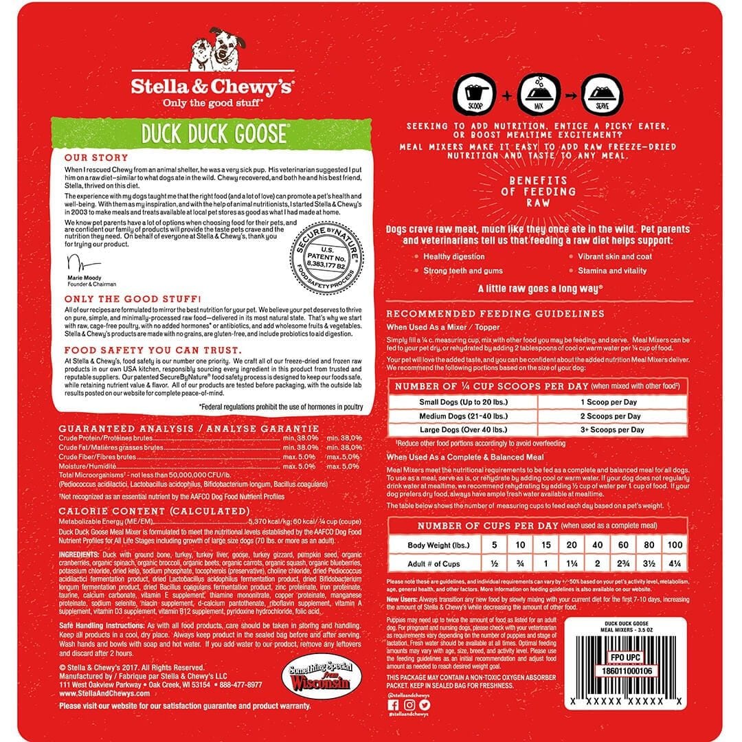 Stella & Chewy's Raw Duck Duck Goose Meal Mixers Freeze-Dried Dog Food Topper