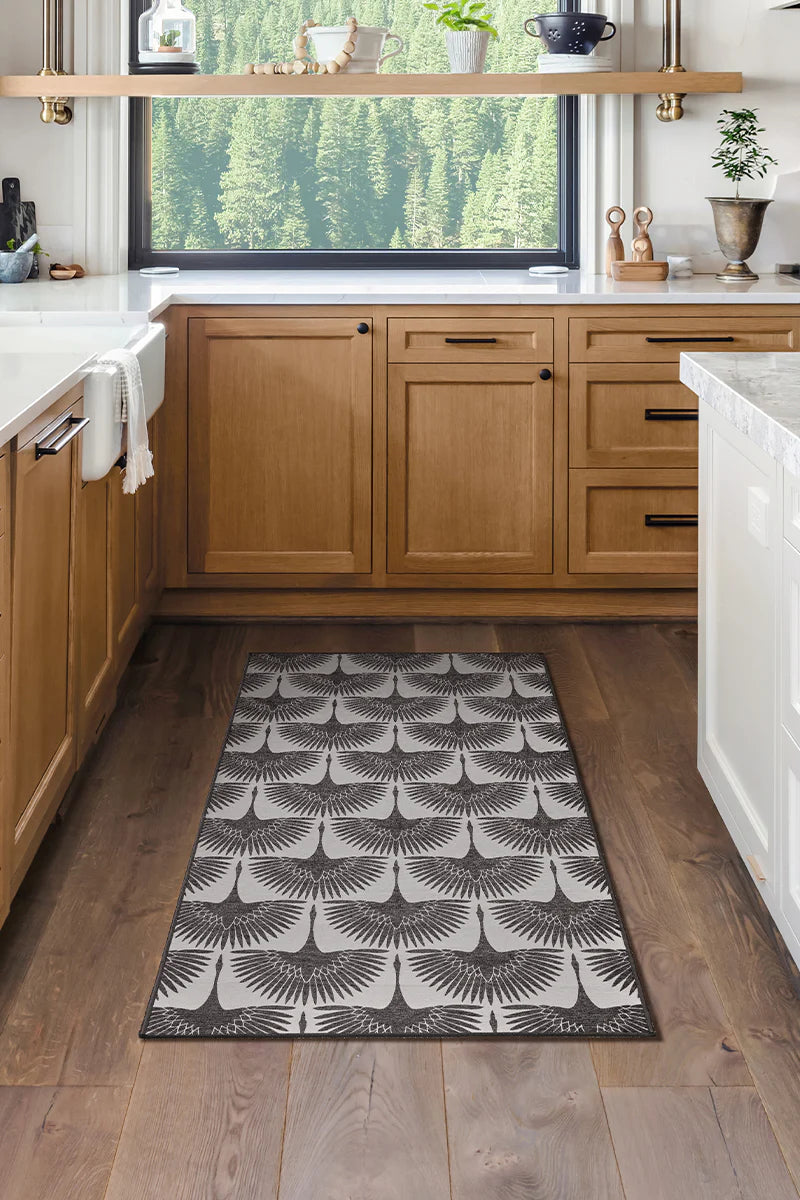 Crystal Art Gallery My Magic Carpet Washable Area Rug- Flock Kettle Black 3 x 5 ft