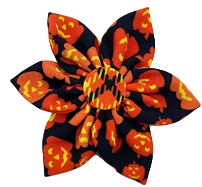 Huxley & Kent Halloween Plaid-O-Lantern Pet Bow Pinwheel Collar Accessory
