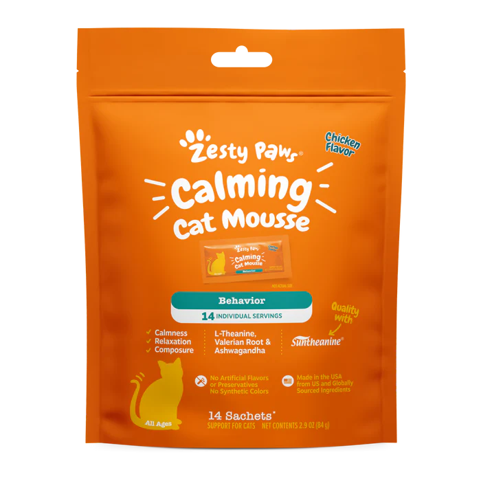 Zesty Paws Calming Cat Mousse Behavior Support for Cats 14 ct