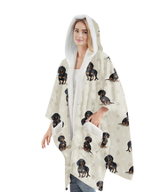 E & S Imports Black Dachshund Snuggs Wraps Blanket Hoodie