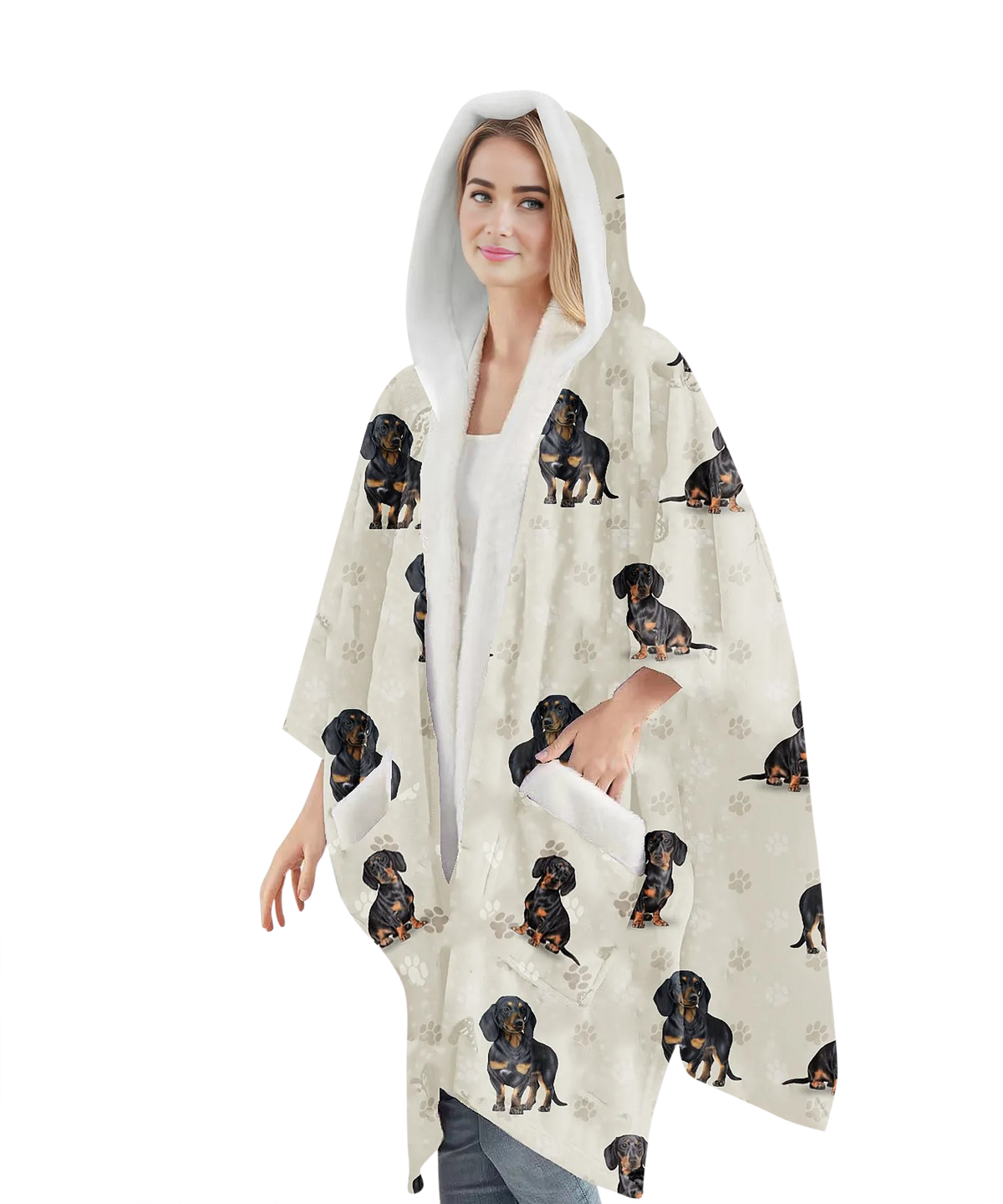 E & S Imports Black Dachshund Snuggs Wraps Blanket Hoodie
