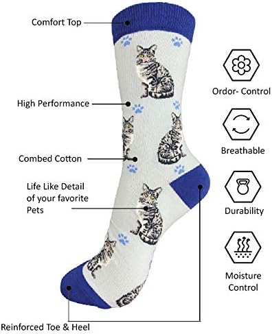 E & S Imports Pet Lover Socks Silver Tabby Cat, Unisex, One Size Fits Most