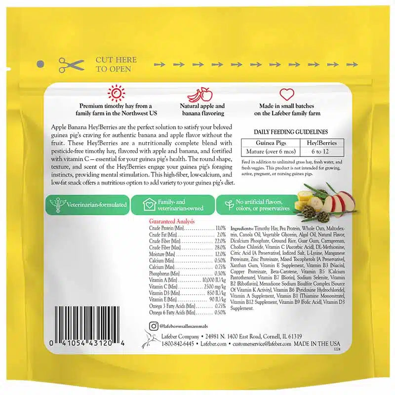 Lafeber's Hey! Berries Apple & Banana Treats for Guinea Pigs 5 oz