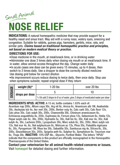 Homeopet Small Animal Nose Relief