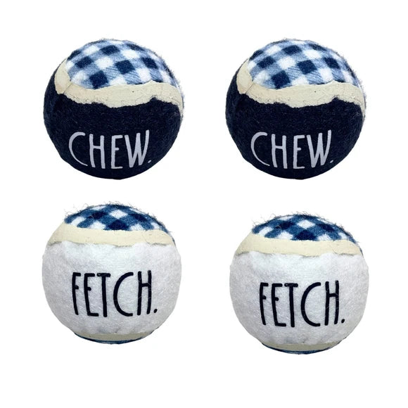 Kole Imports Rae Dunn Blue Premium Rubber Pet Squeaker Balls 4 pk