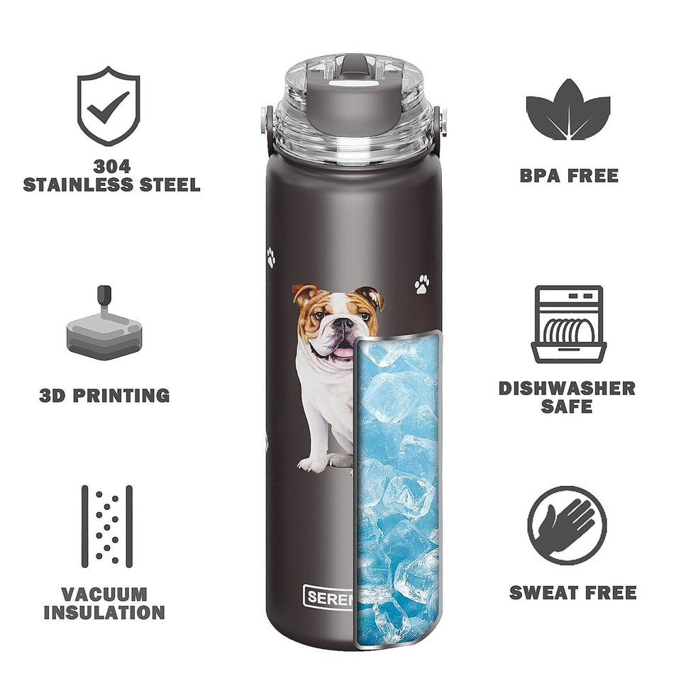 E & S Imports Serengeti Chocolate Labrador Stainless Steel Water Bottle 24 oz