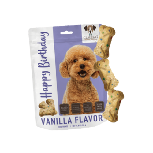 Claudia's Canine Bakery Happy Birthday Vanilla Cereal Bone Baked Dog Treats 8 oz