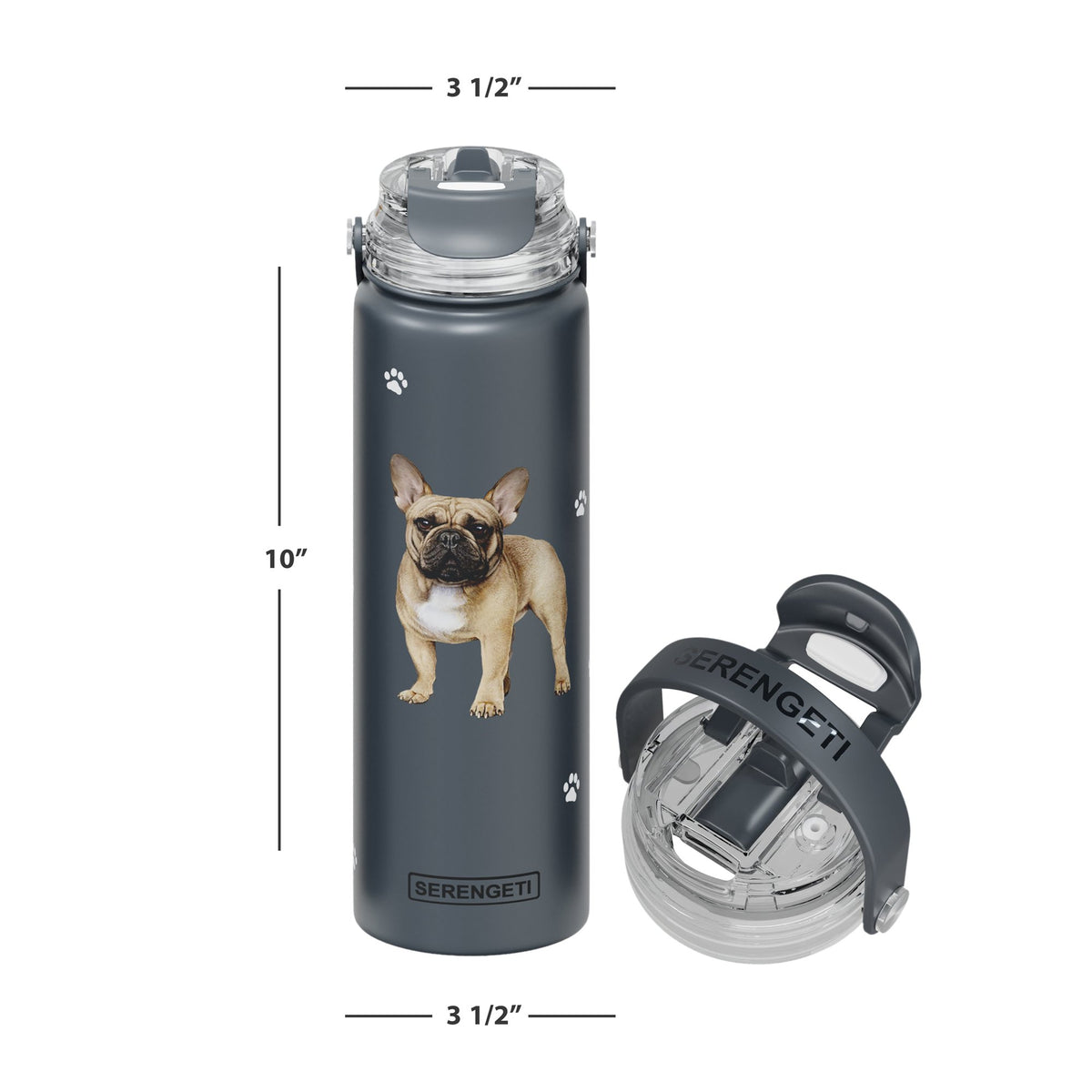 E & S Imports Serengeti French Bulldog Stainless Steel Water Bottle 24 oz