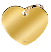 Myfamily Large Chrome Plated Brass Heart Shaped Personalized Dog ID Tag
