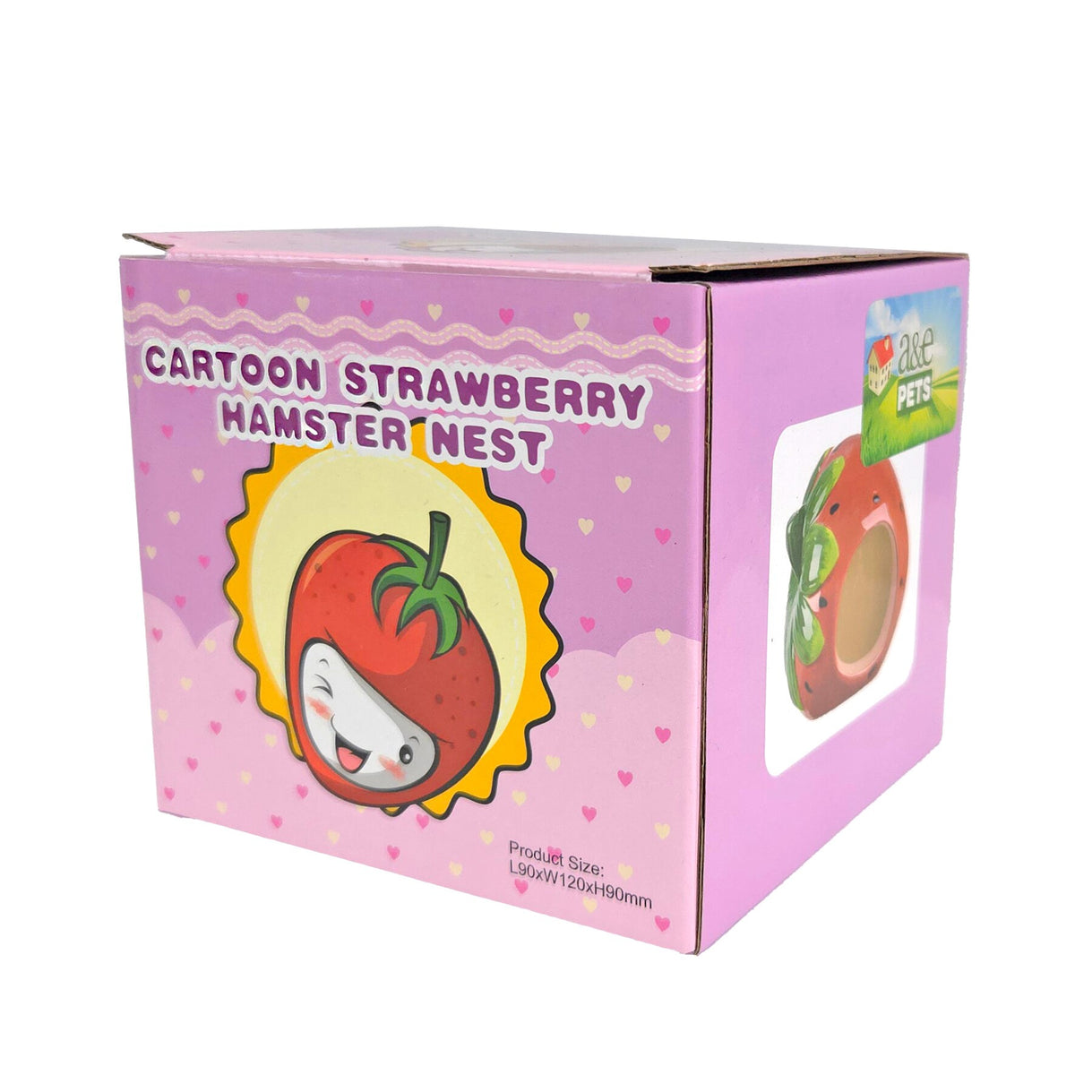 A&E Strawberry Shaped Ceramic Hideout for Small Animals
