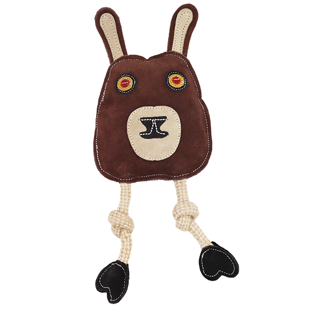 Incredipet Toss & Chew Leather Brown Rabbit Dog Toy