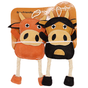 Incredipet Leather & Rope Cow & Buffalo Dog Toys 2 pk