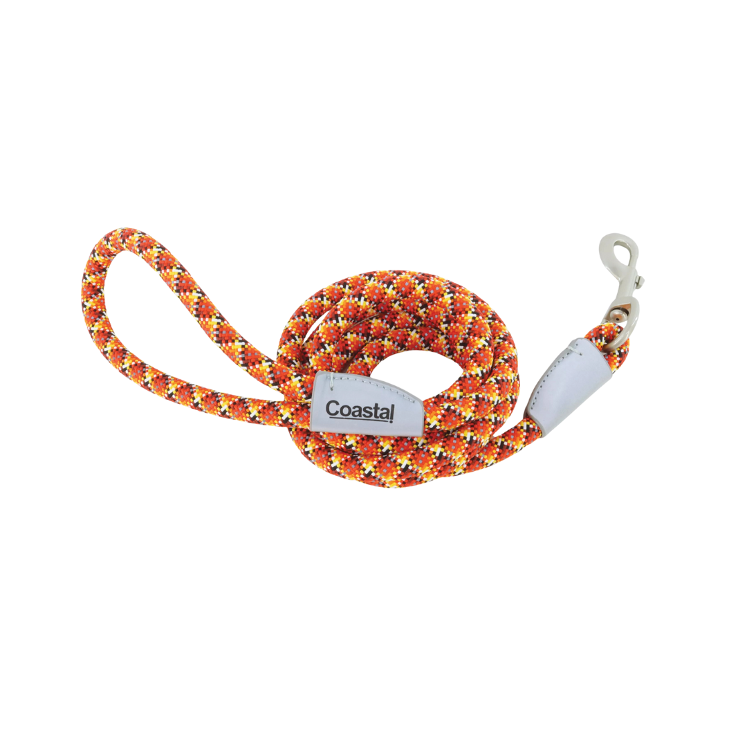 Coastal Pet Products Pro Active Woven Reflective Rope Leash- Burning Blocks 1 in x 6 ft